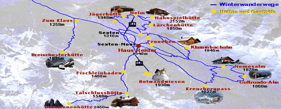 Sexten, Winterwandern in Sexten, Dolomiten